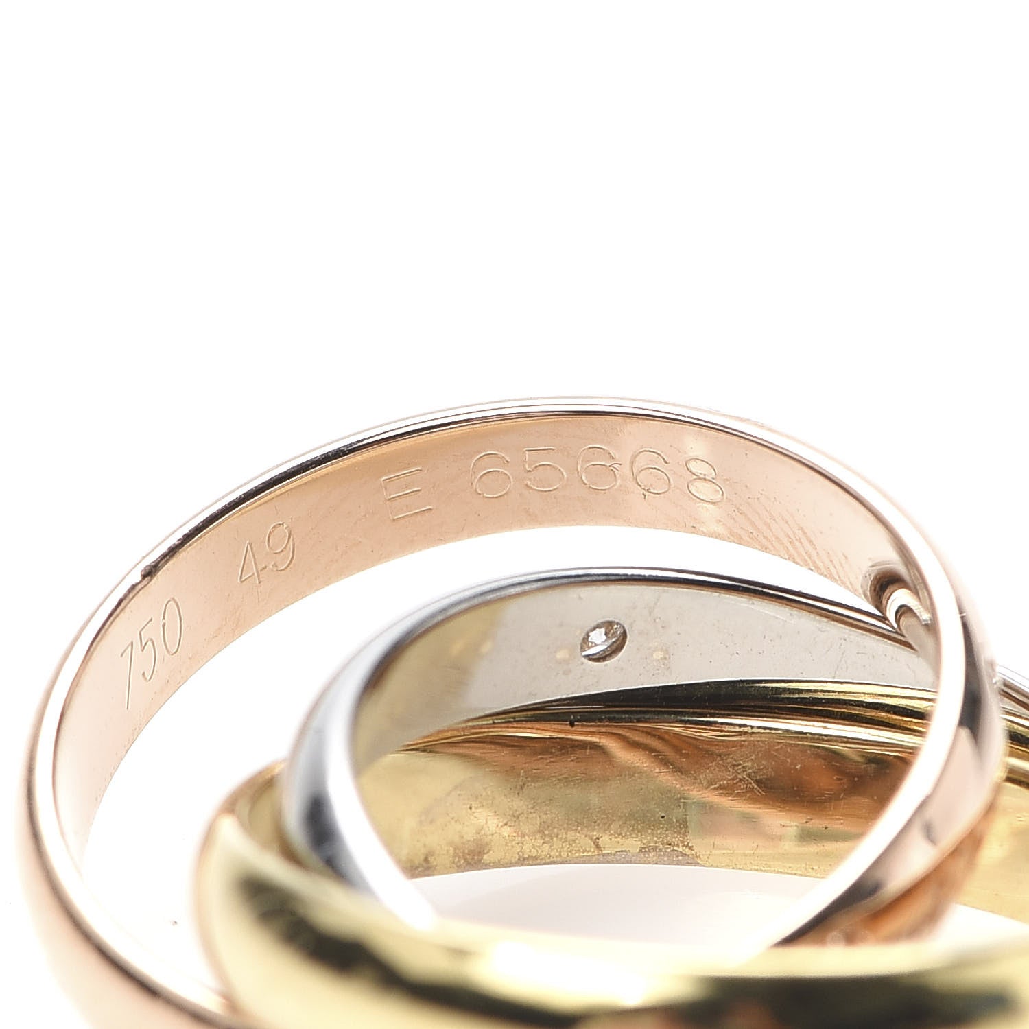 Cartier 18K Pink Yellow White Gold Diamond Classic Les Must De Trinity Ring 49 4.75 4 of 5