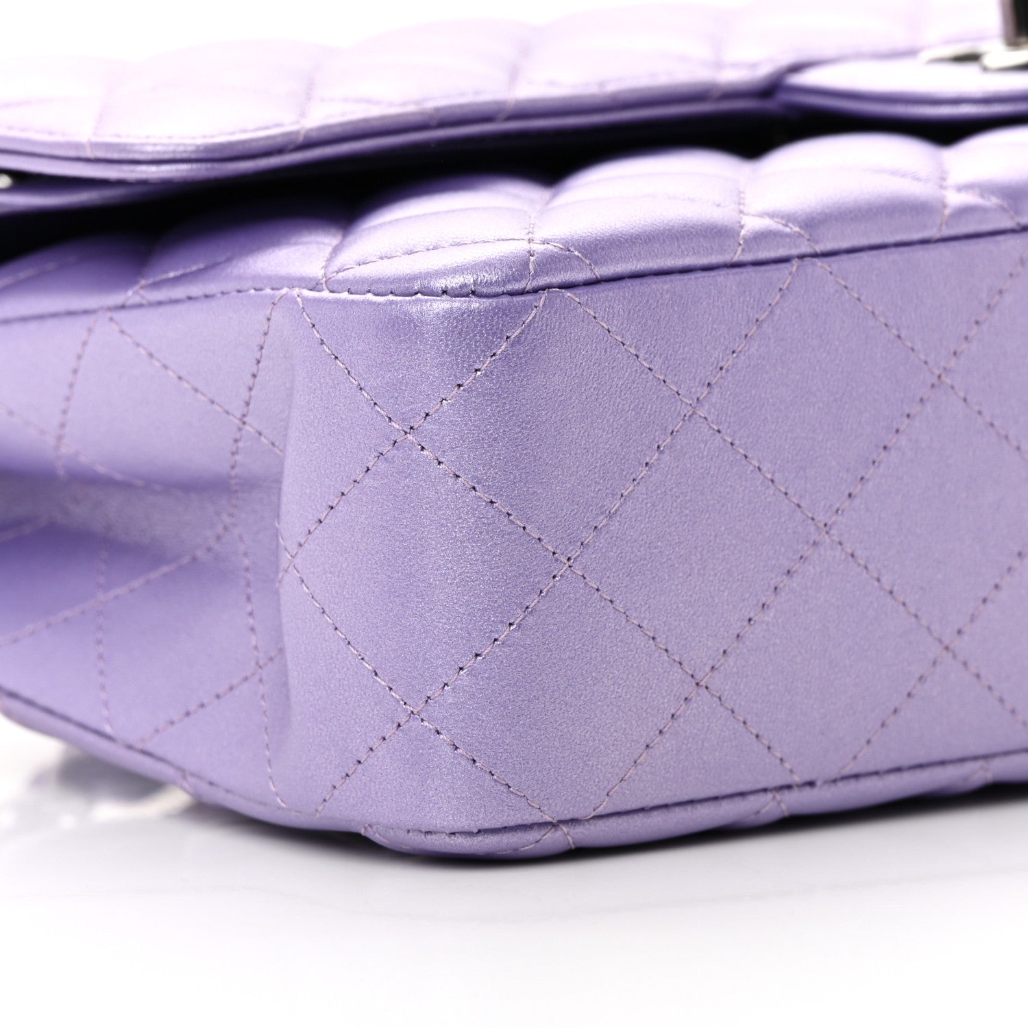 Chanel Metallic Lambskin Quilted Medium Double Flap Purple 9 of 16