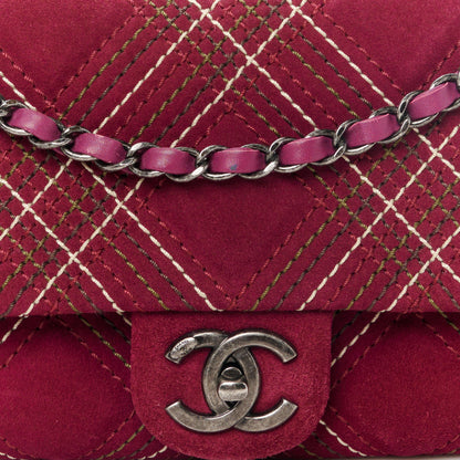 Chanel Suede Stitched Jumbo Saltire Single Flap Purple 9 of 11
