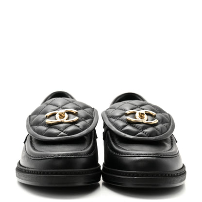 Chanel Lambskin Quilted CC Turnlock Loafers 37 Black 2 of 8