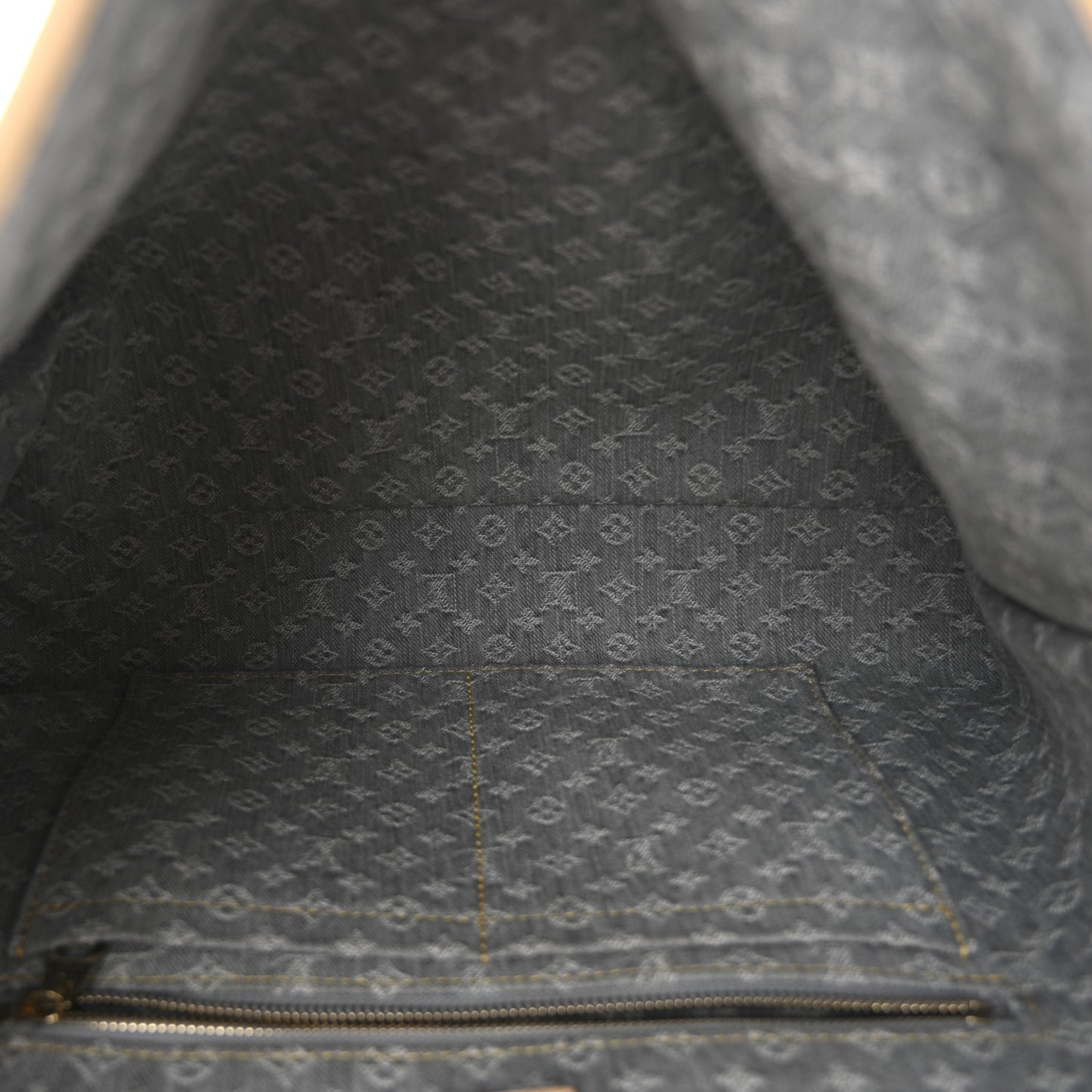 Monogram Denim CarryAll MM Washed Grey