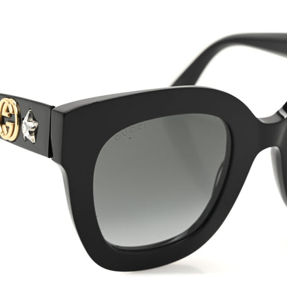Gucci Acetate Crystal Star Round Frame Sunglasses GG0208S Black Black 7 of 8