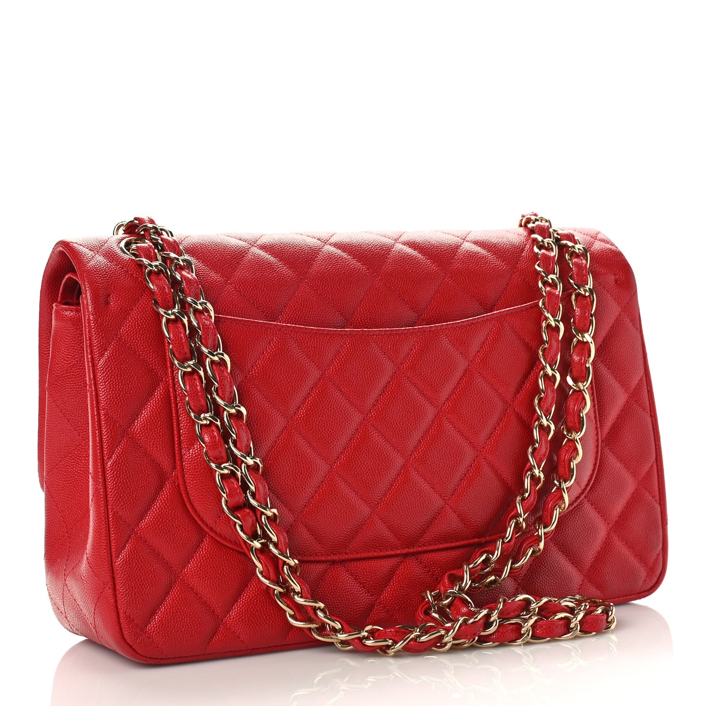 Caviar Quilted Jumbo Double Flap Red