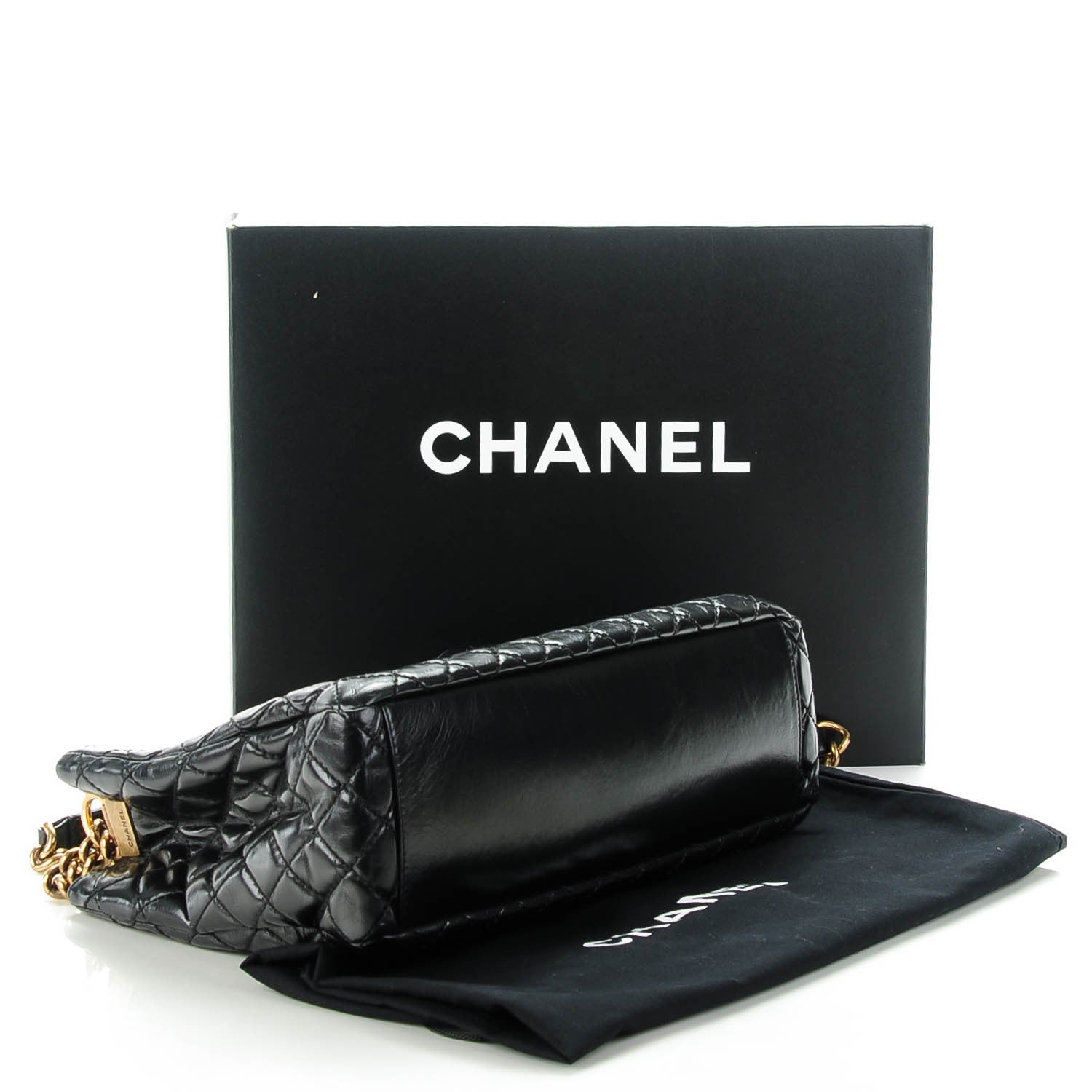 Chanel Glazed Calfskin Quilted Boy Tote Black 4 of 7