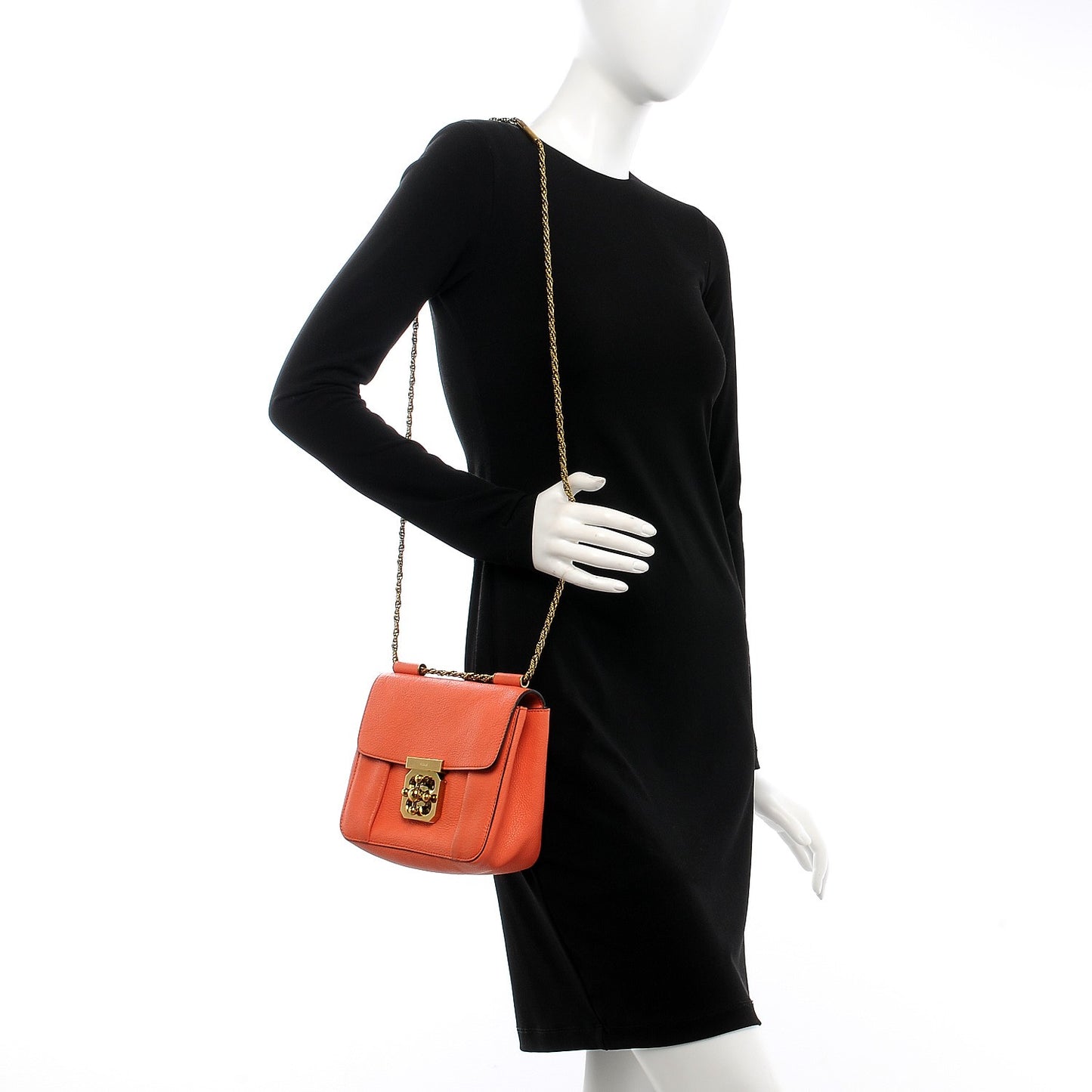 Goatskin Small Elsie Shoulder Bag Coral Pop