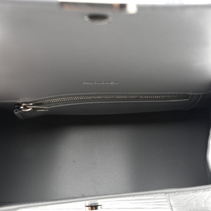 Balenciaga Shiny Calfskin Crocodile Embossed Small Hourglass Top Handle Bag Balenciaga Grey 5 of 10