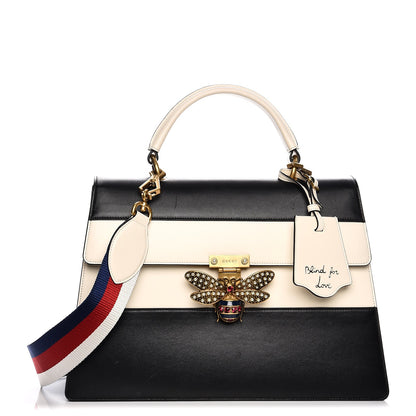 Gucci Calfskin Sylvie Web Large Queen Margaret Top Handle Bag Black Mystic White 1 of 10
