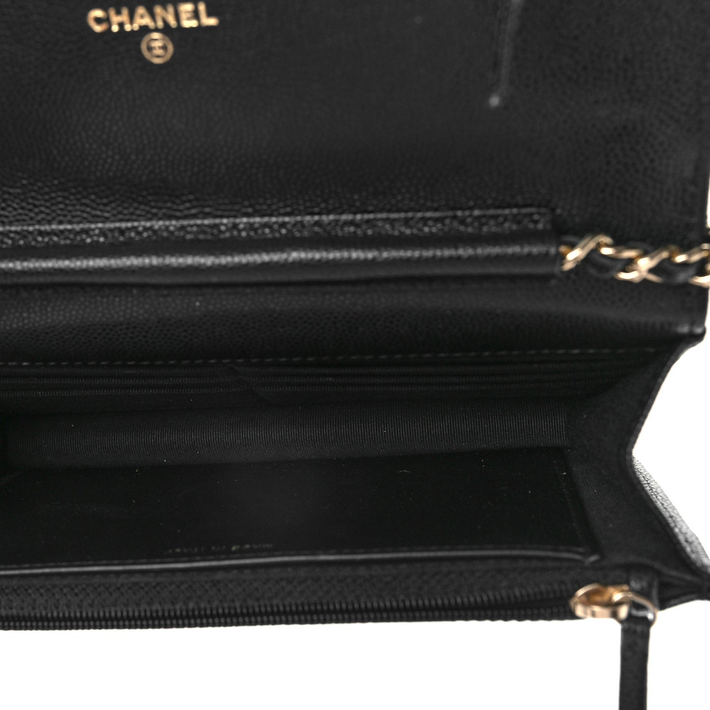 Caviar Quilted Crystal CC Wallet On Chain WOC Black