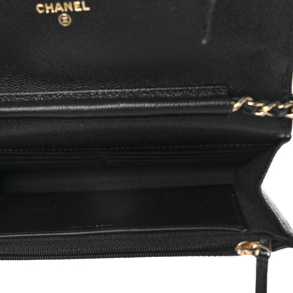 Chanel Caviar Quilted Crystal CC Wallet On Chain WOC Black 5 of 10