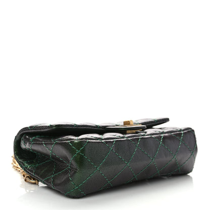 Chanel Metallic Aged Calfskin Quilted 2.55 Reissue Flap Belt Bag Clutch Green 4 of 9