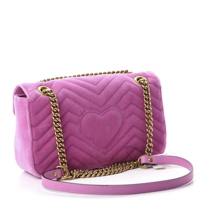 Gucci Velvet Matelasse Marquise Crystals Embroidered Small GG Marmont Shoulder Bag Malva 3 of 10