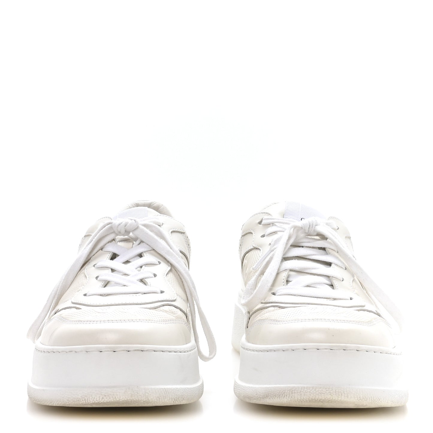Calfskin GG Tennis Embossed Perforated Mens Interlocking G 55mm Sneakers 9.5 Great White