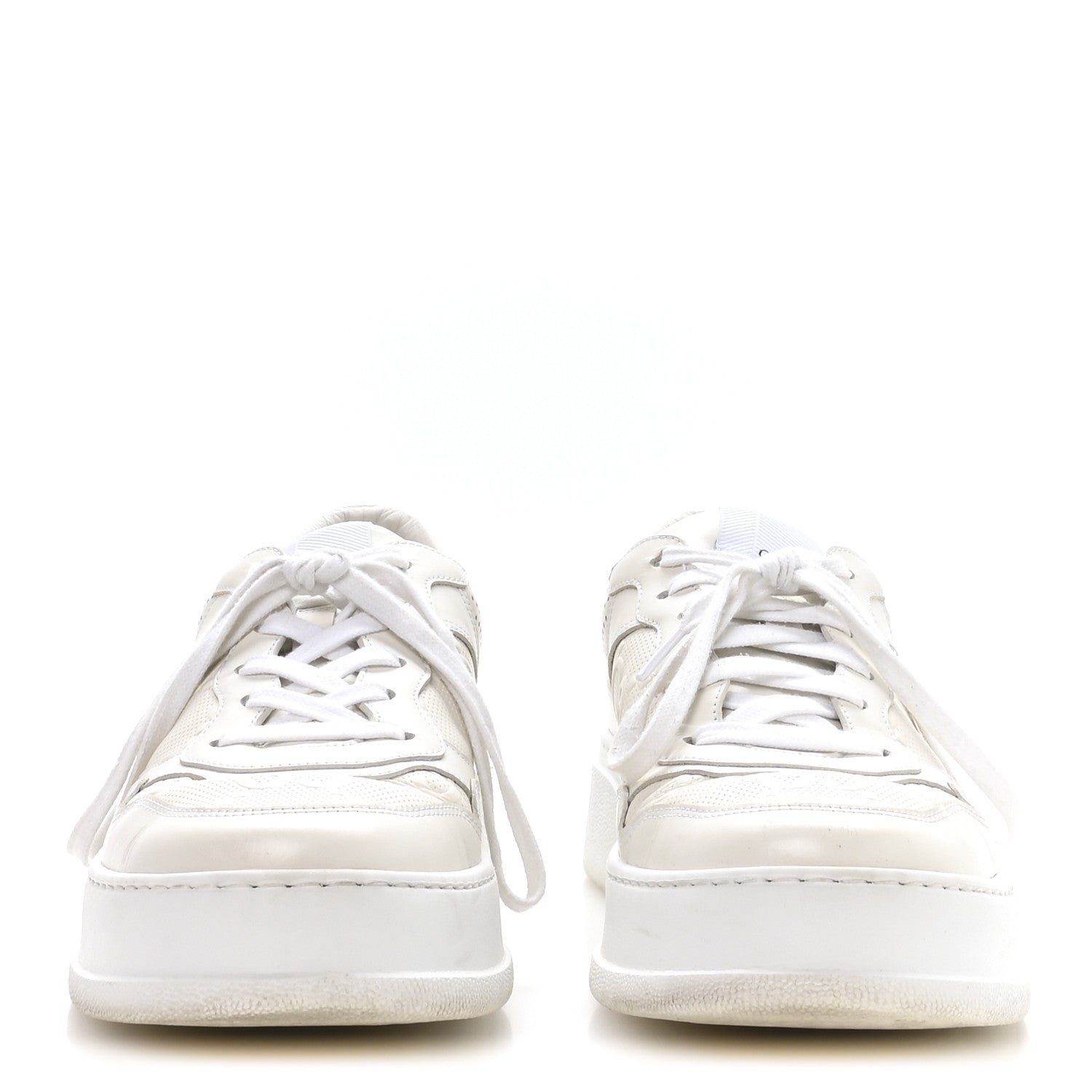 Gucci Calfskin GG Tennis Embossed Perforated Mens Interlocking G 55mm Sneakers 9.5 Great White 3 of 8