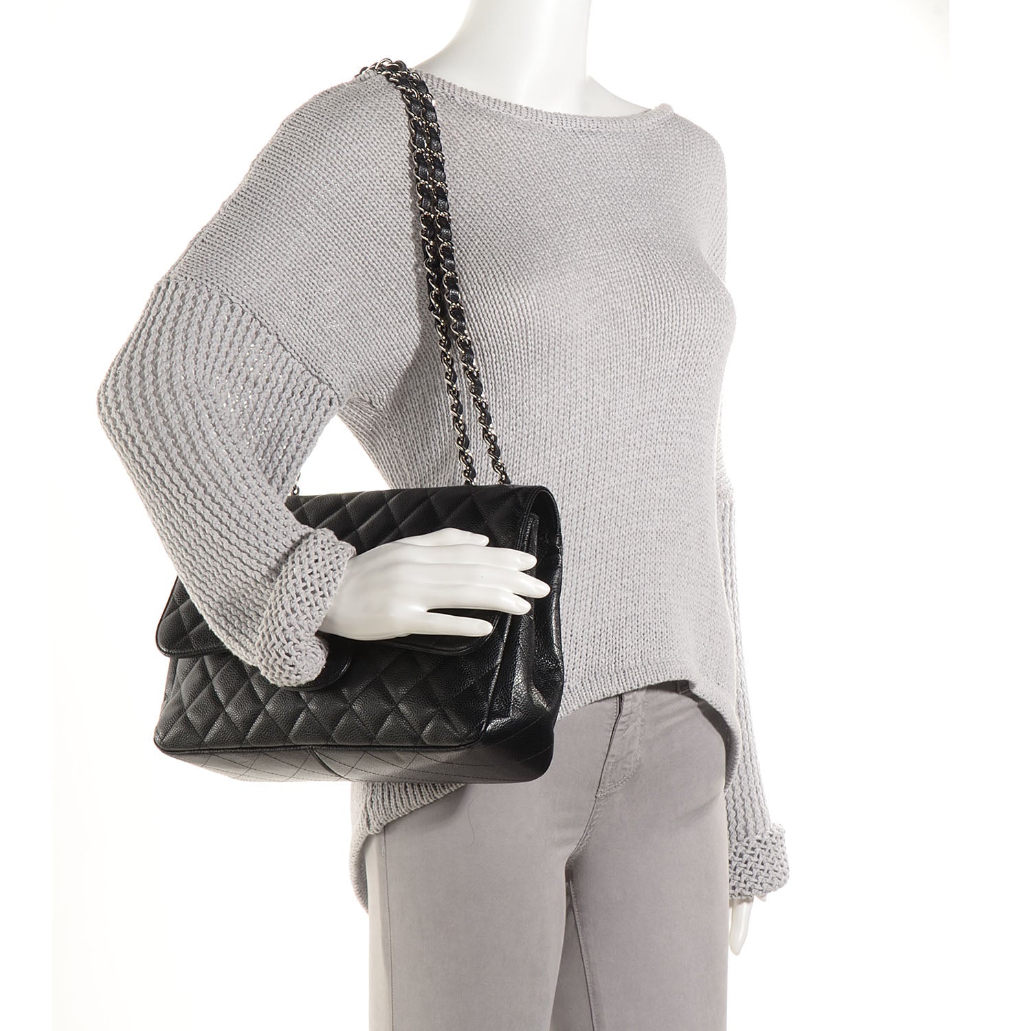Chanel Caviar Jumbo Single Flap Black 2 of 9