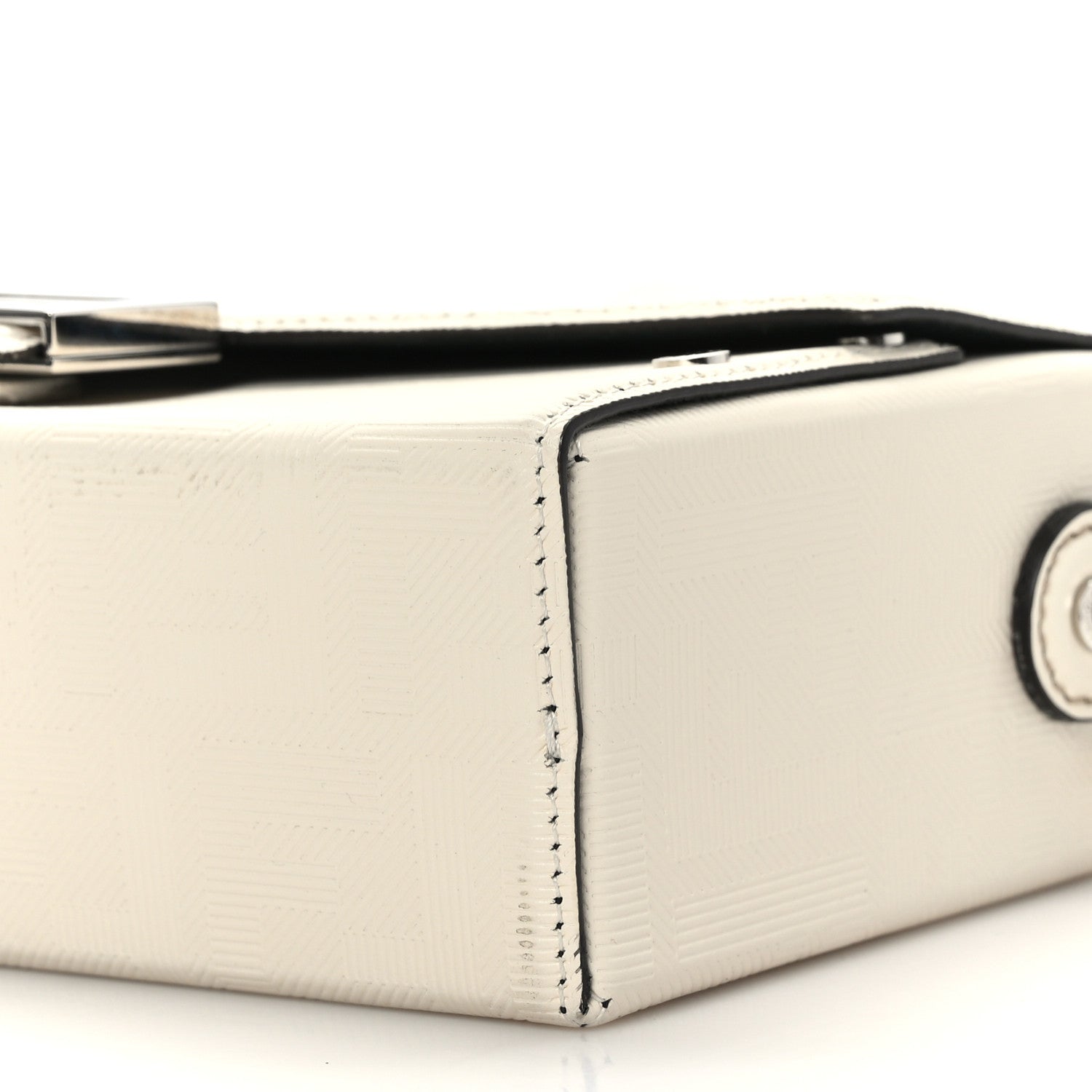 Fendi Vitello King FF Lines Embossed Baguette Soft Trunk White 7 of 7