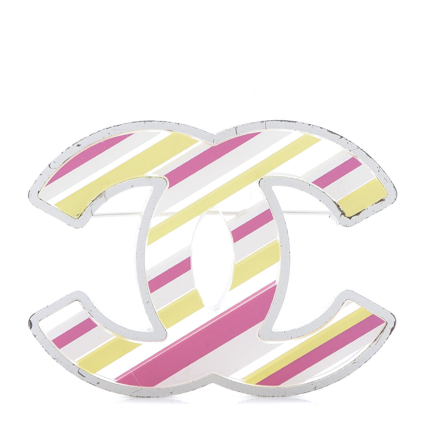 Resin Striped CC Brooch Pink Multicolor