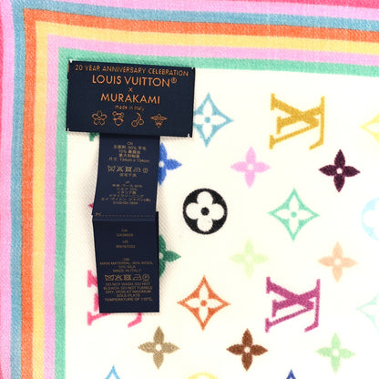 Louis Vuitton LV X TM Wool Silk Monogram Multicolor Shawl White 3 of 3