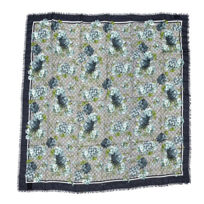 Gucci Modal Silk Monogram New Bloom GG Square Scarf Midnight Blue Sky Blue 1 of 4