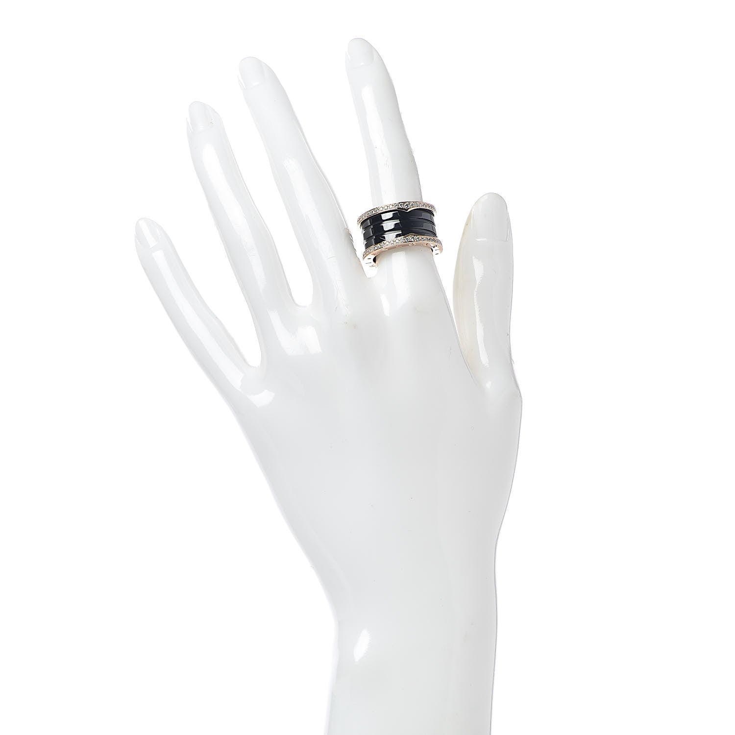 Bulgari 18K Rose Gold Black Ceramic Diamond B.Zero1 Four-Band Ring 51 5.75 2 of 5