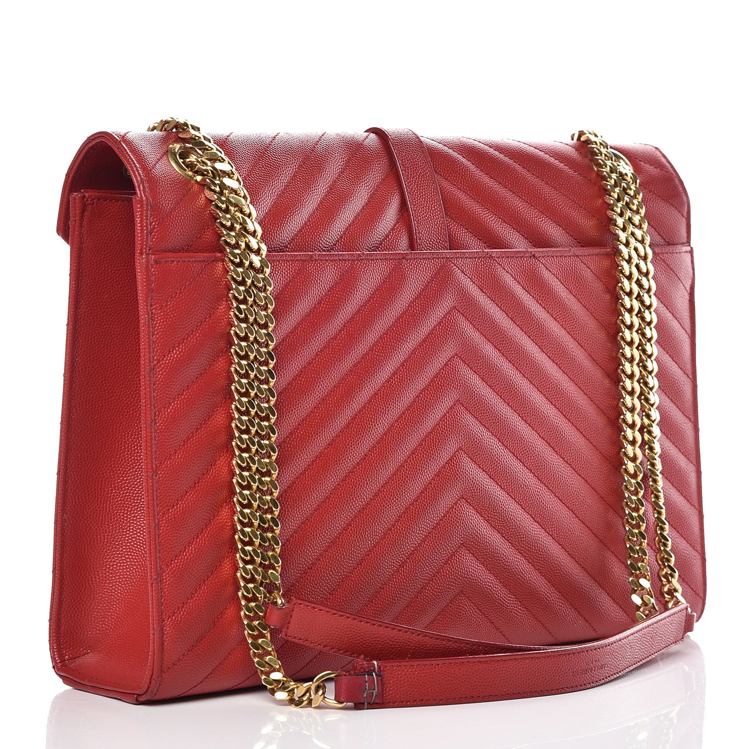 Saint Laurent Grain De Poudre Matelasse Chevron Large Monogram Satchel Lipstick Red 3 of 24