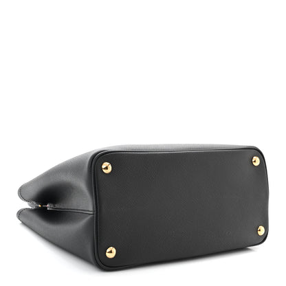 Prada Saffiano Cuir Small Double Bag Black Fuoco 4 of 9