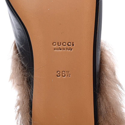 Gucci Calfskin Lambswool Tiger Embroidered Womens Princetown Slippers 36.5 Black 6 of 8