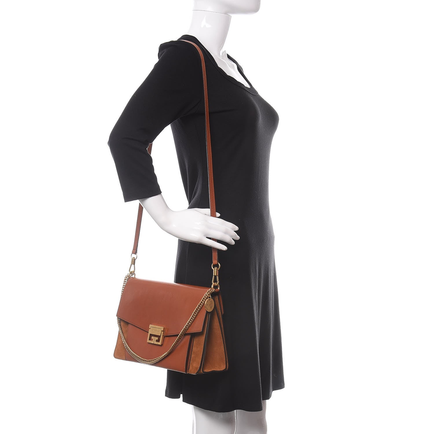 Givenchy Goatskin Suede Medium GV3 Flap Chestnut 1 of 10