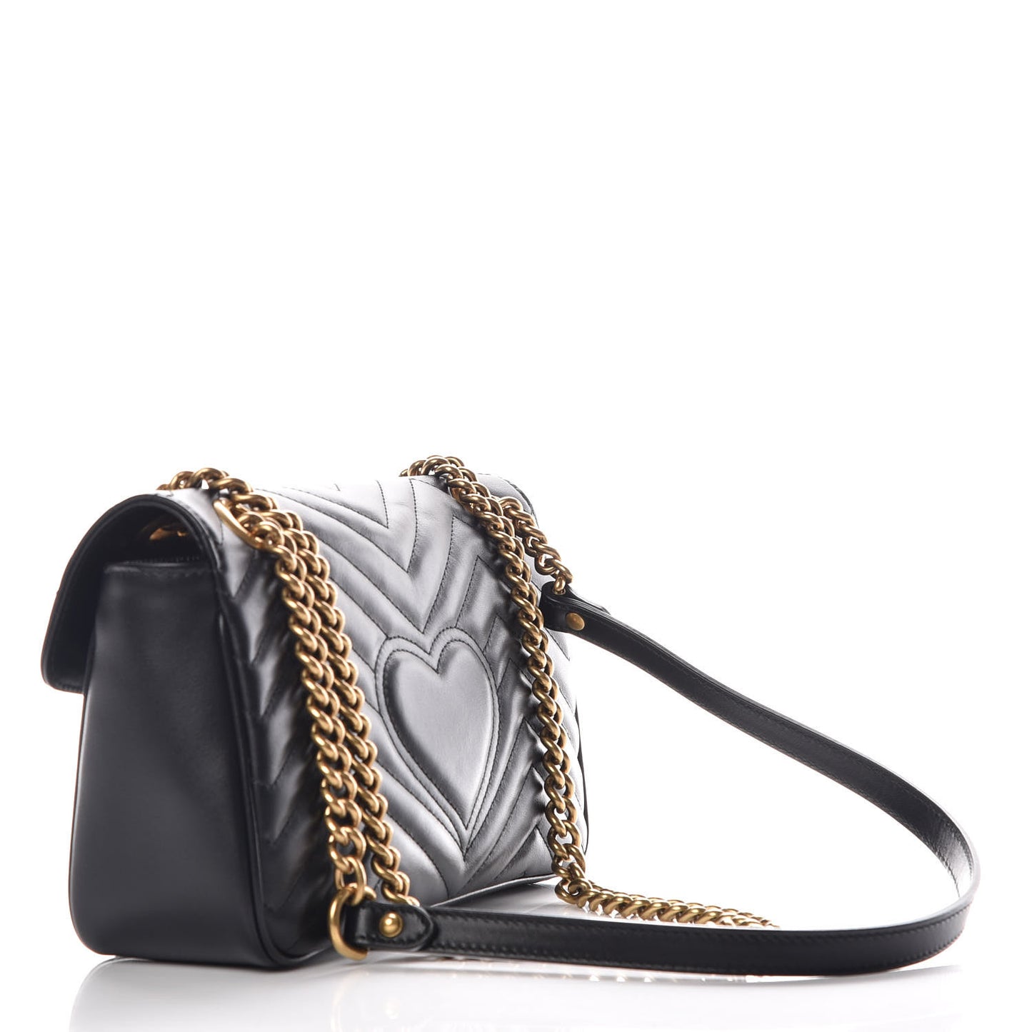 Calfskin Matelasse Small GG Marmont Shoulder Bag Black