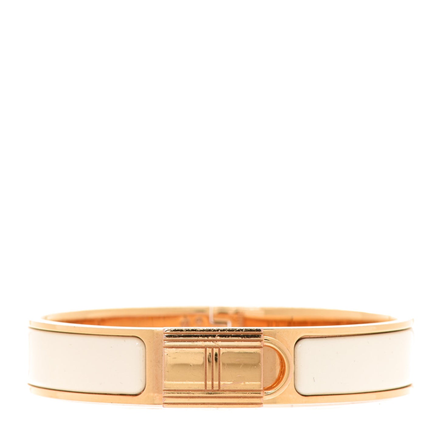 Enamel Narrow Clic Cadenas Bracelet PM Craie