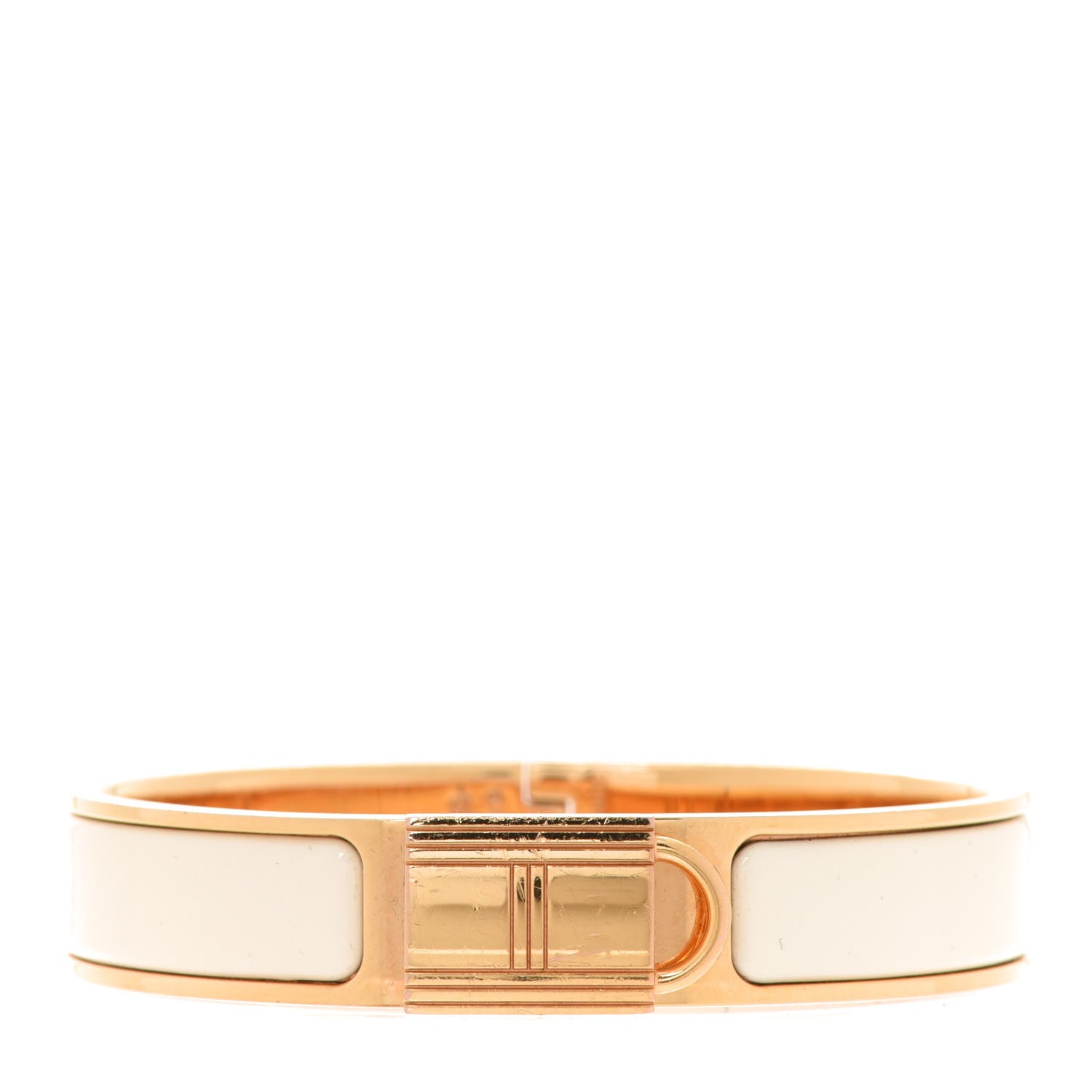 Hermes Enamel Narrow Clic Cadenas Bracelet PM Craie 1 of 6