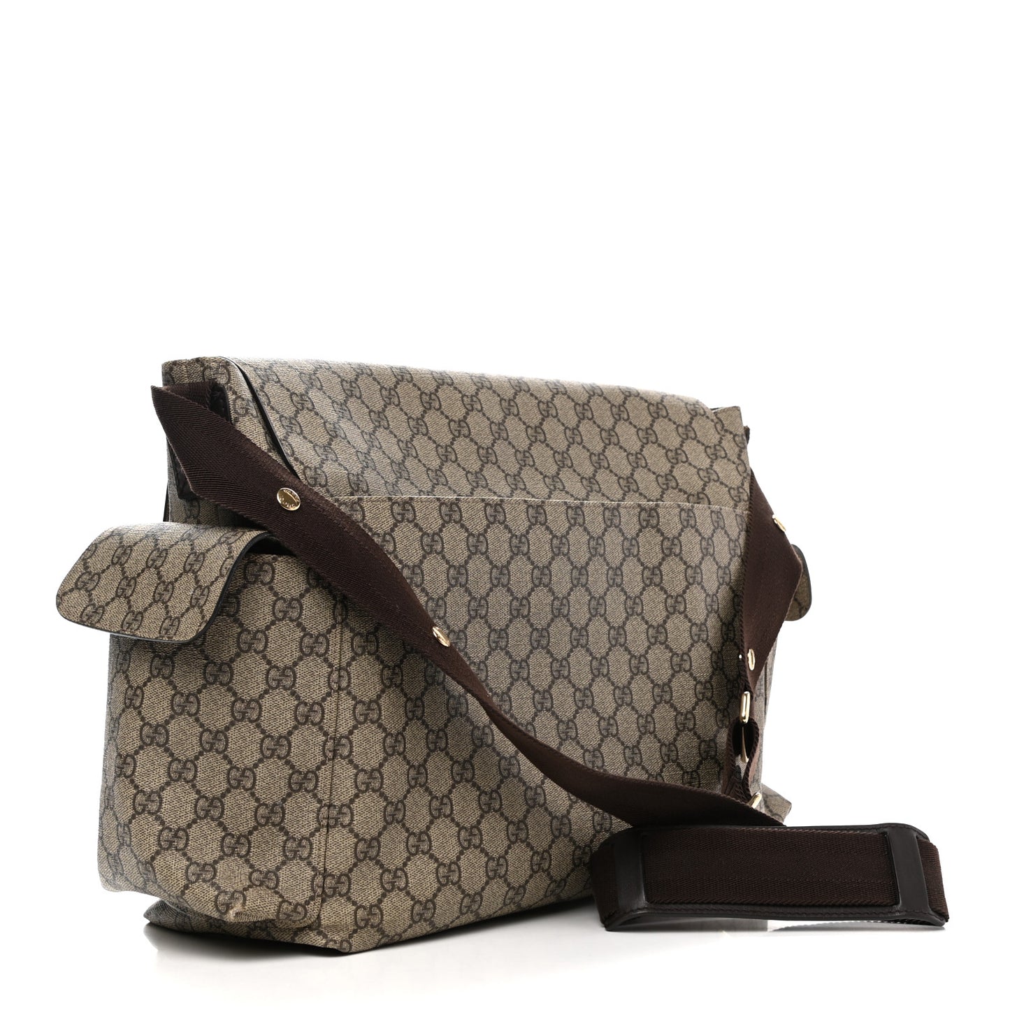 GG Plus Monogram Messenger Diaper Bag Dark Brown