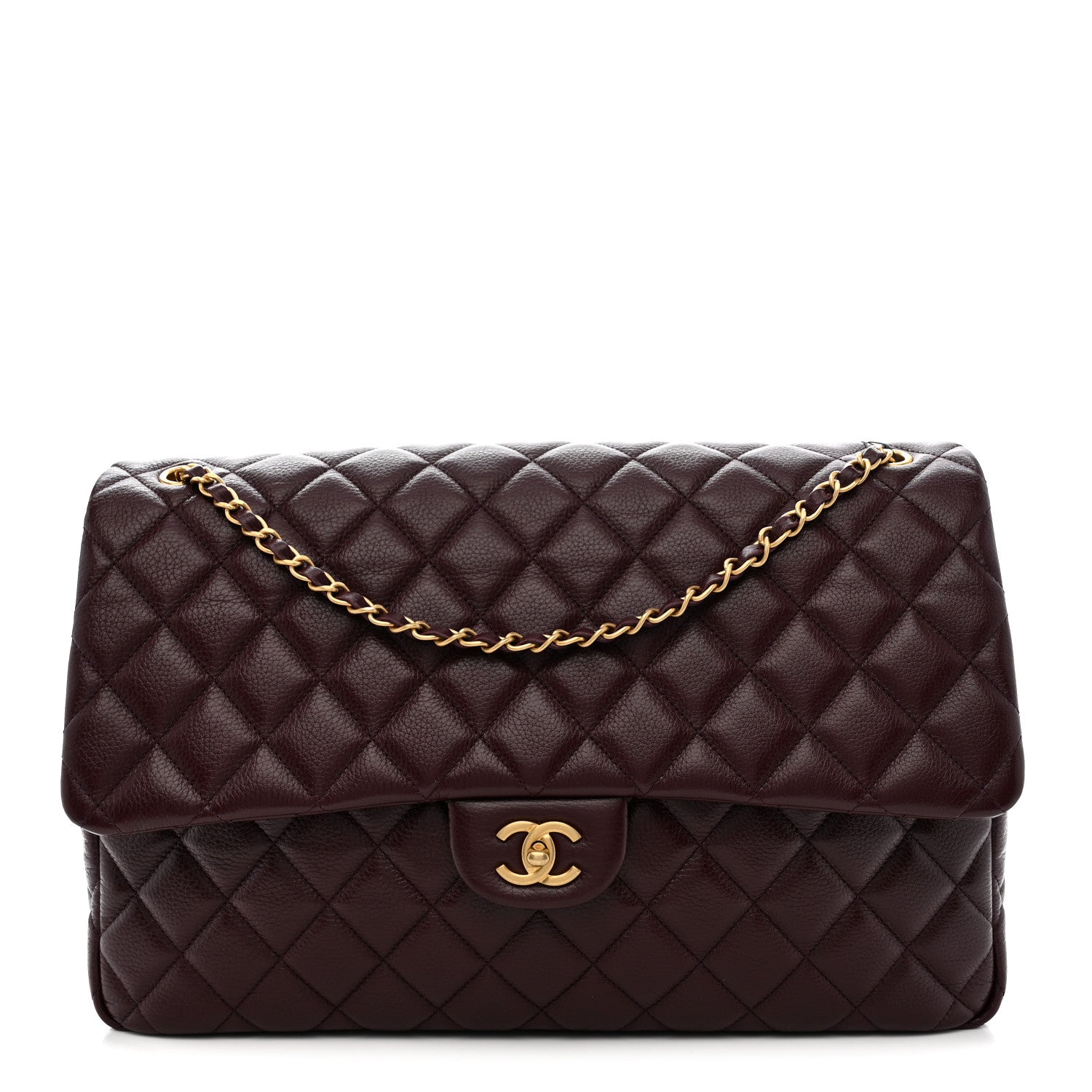 Chanel Grained Calfskin Quilted XXL Travel Flap Bag Burgundy 1 of 11