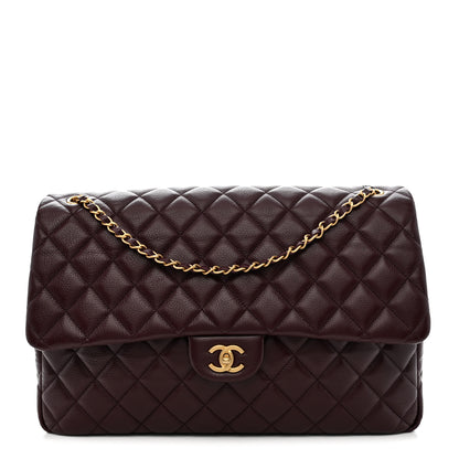 Chanel Grained Calfskin Quilted XXL Travel Flap Bag Burgundy 1 of 11