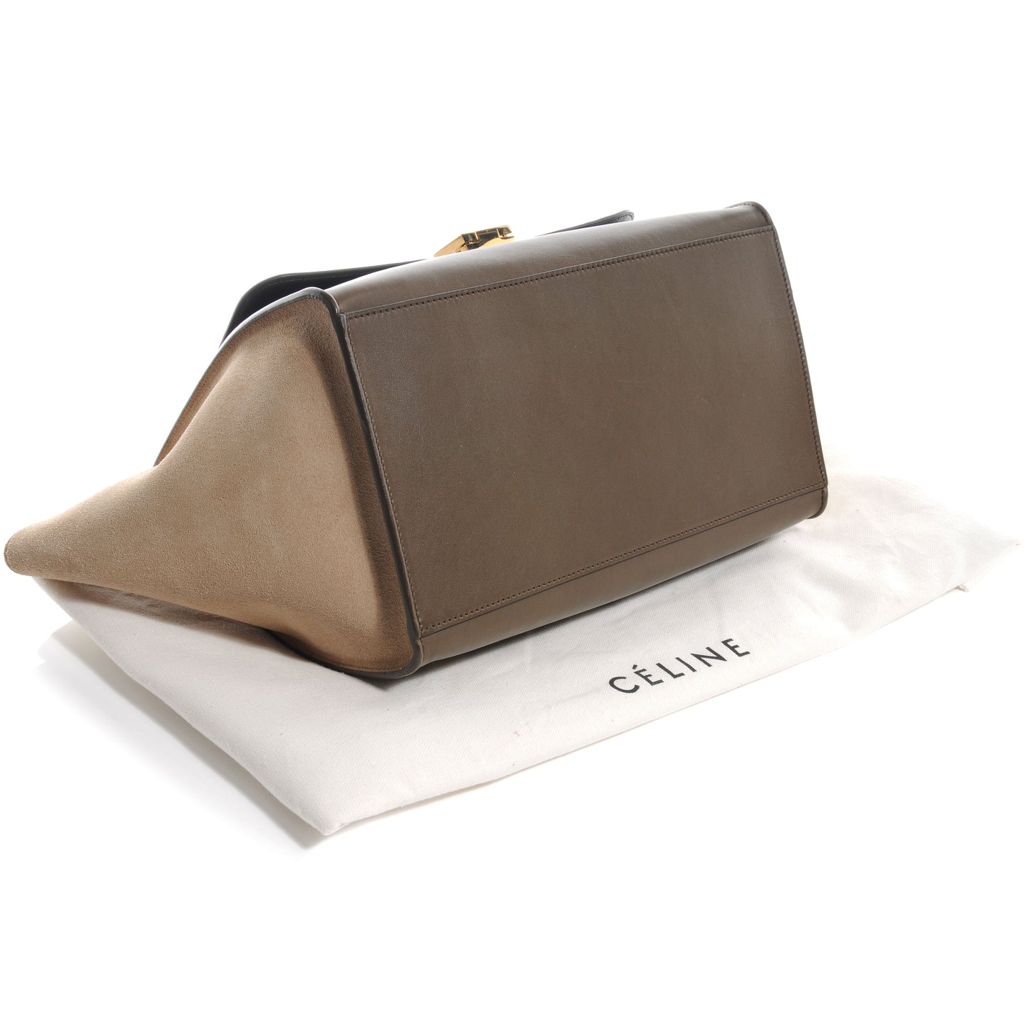 Calfskin and Suede Small Trapeze Beige