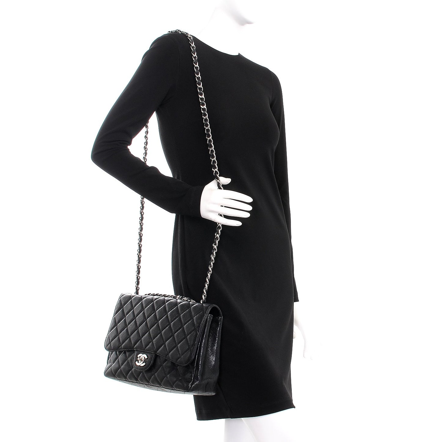 Caviar Quilted Jumbo Single Flap Black