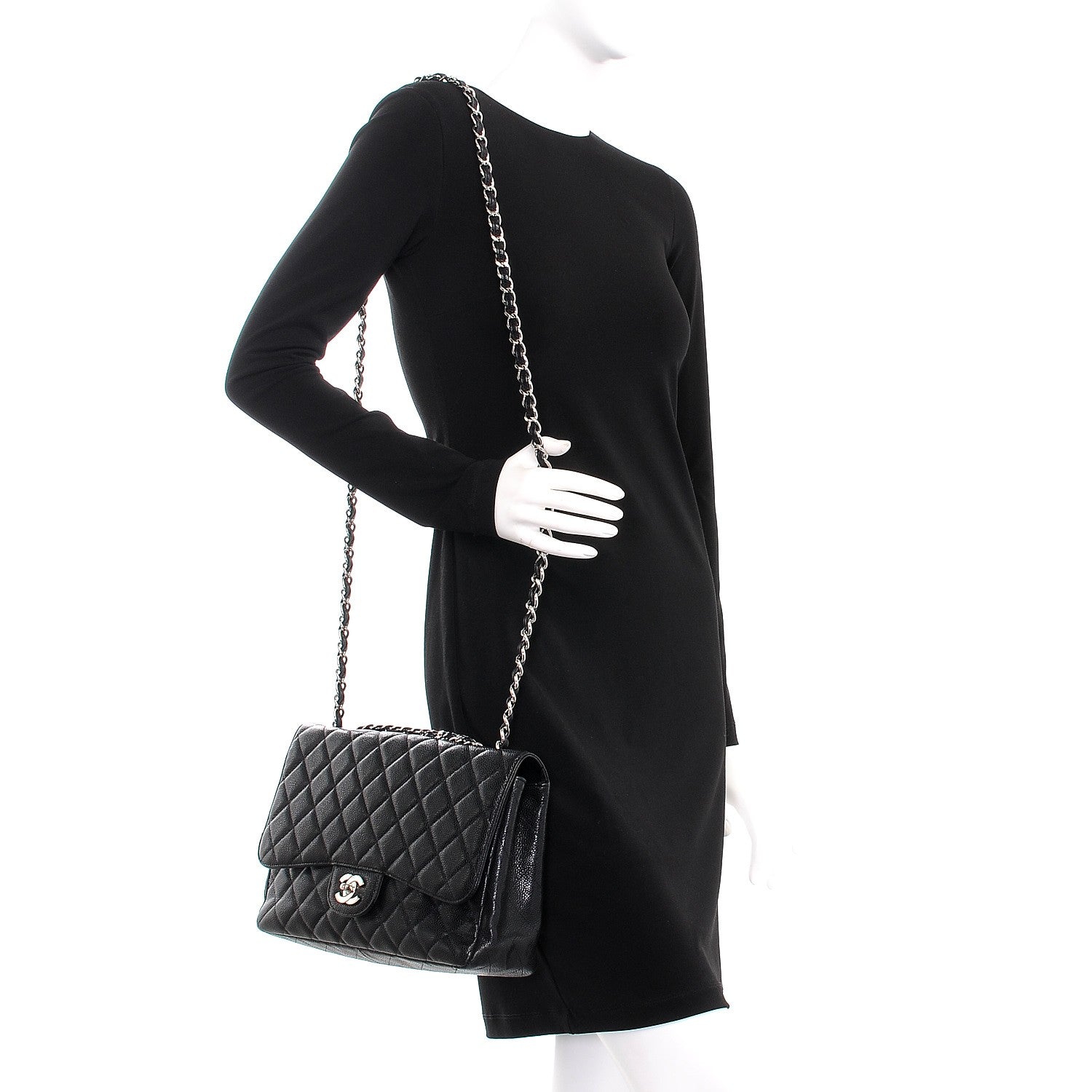 Chanel Caviar Quilted Jumbo Single Flap Black 2 of 11