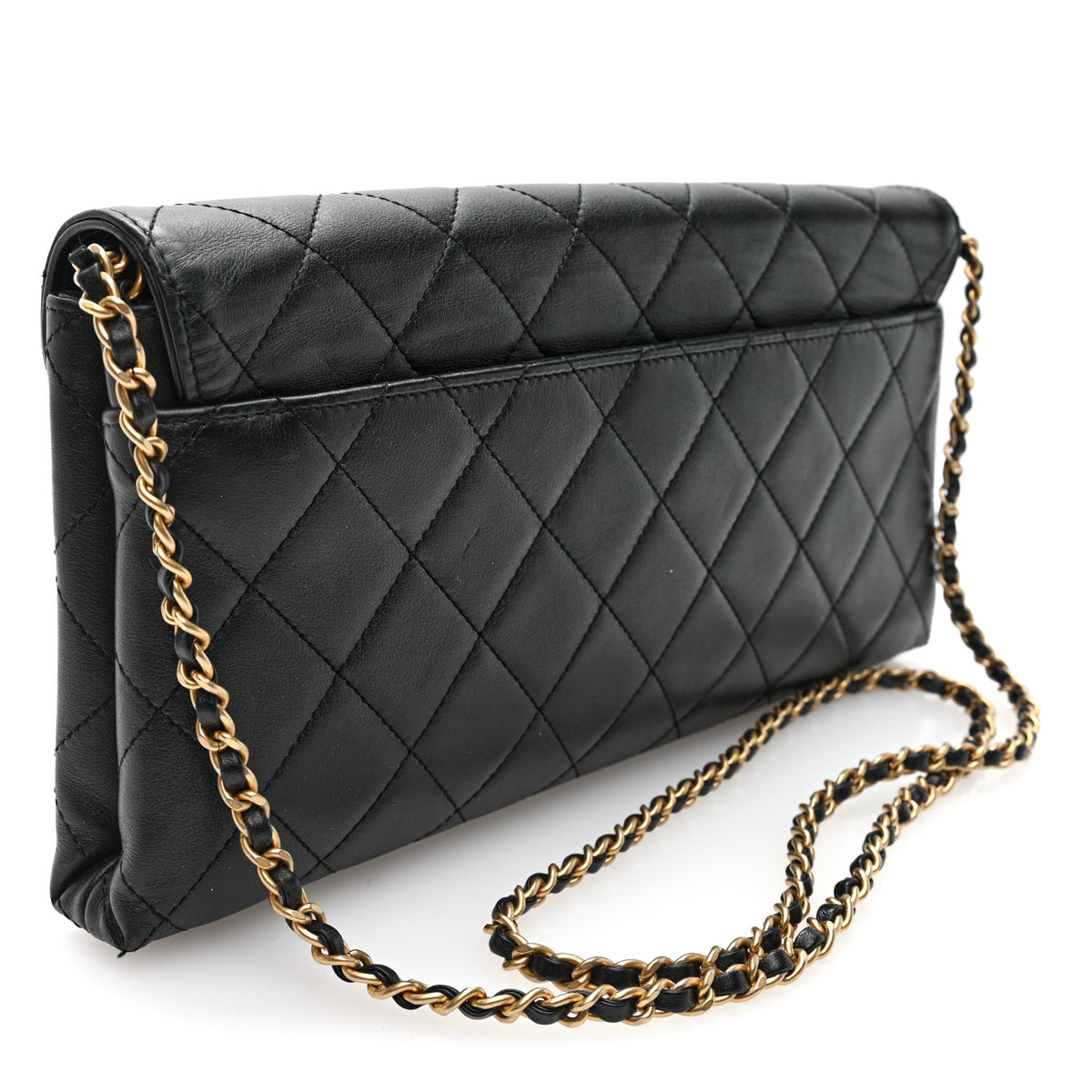 Chanel Calfskin Quilted Enchained Clutch Black 2 of 10