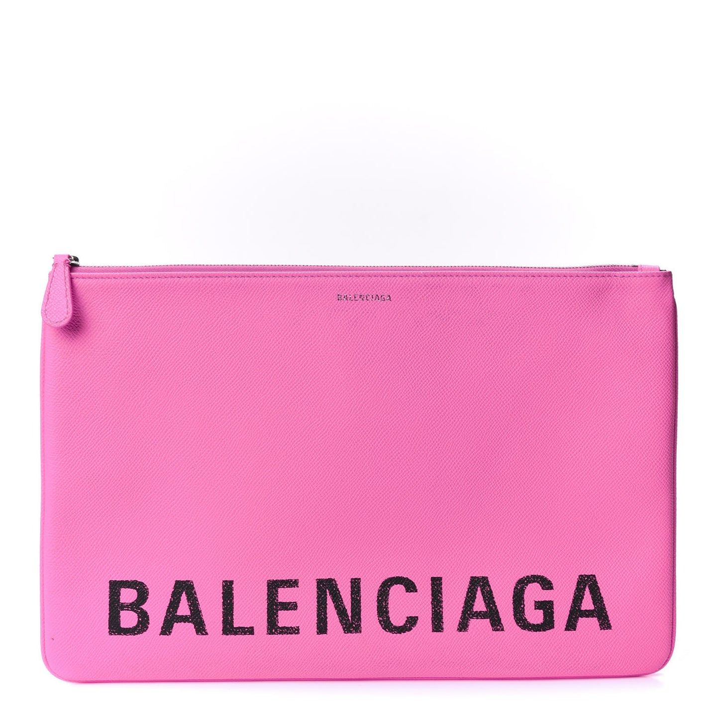 Calfskin Logo Large Zip Pouch Acid Pink