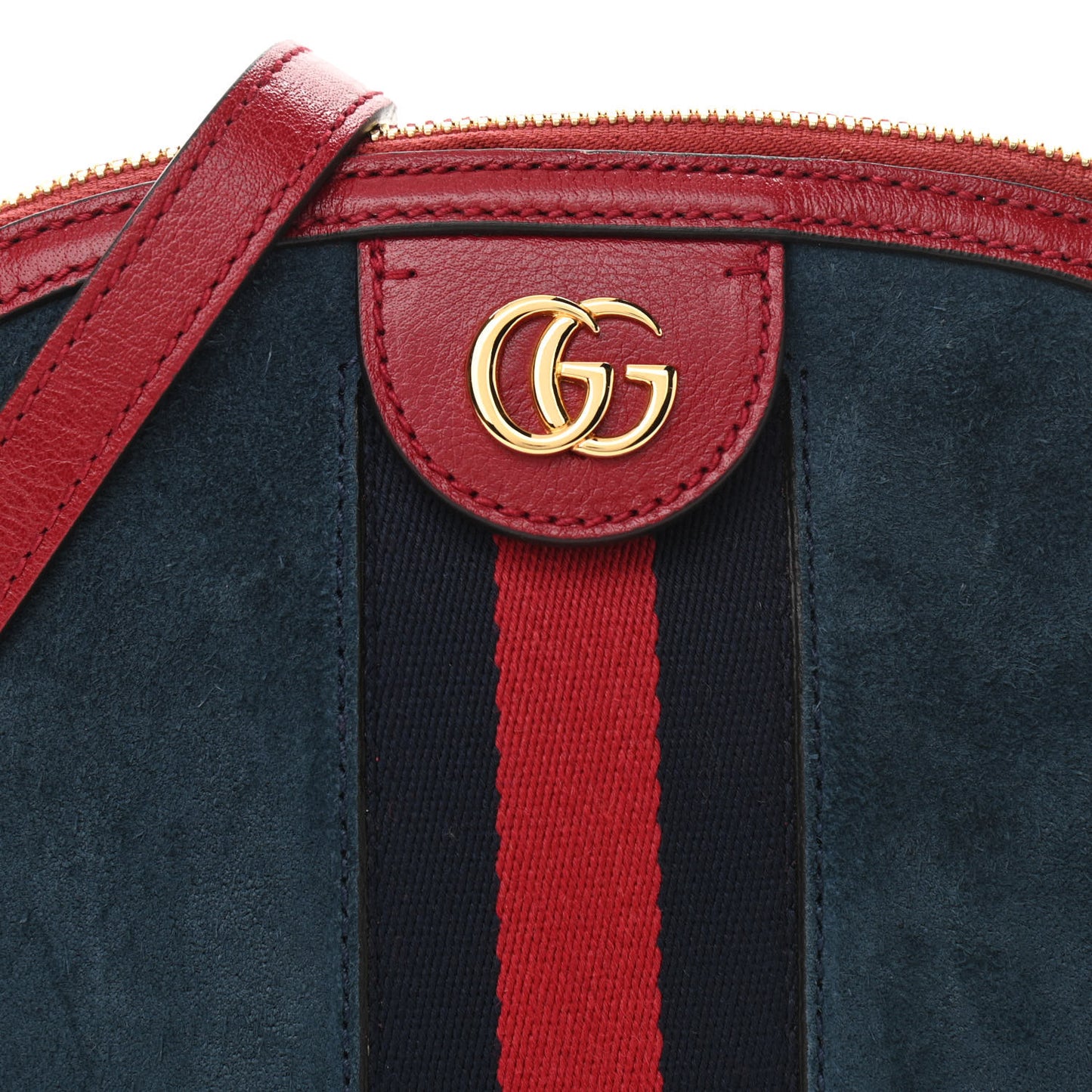 Suede Calfskin Web Small Ophidia Dome Shoulder Bag New Blue Romantic Cherry