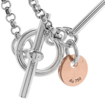 Hermes Sterling Silver 18K Rose Gold PM Ex-Libris Pendant Necklace 5 of 7