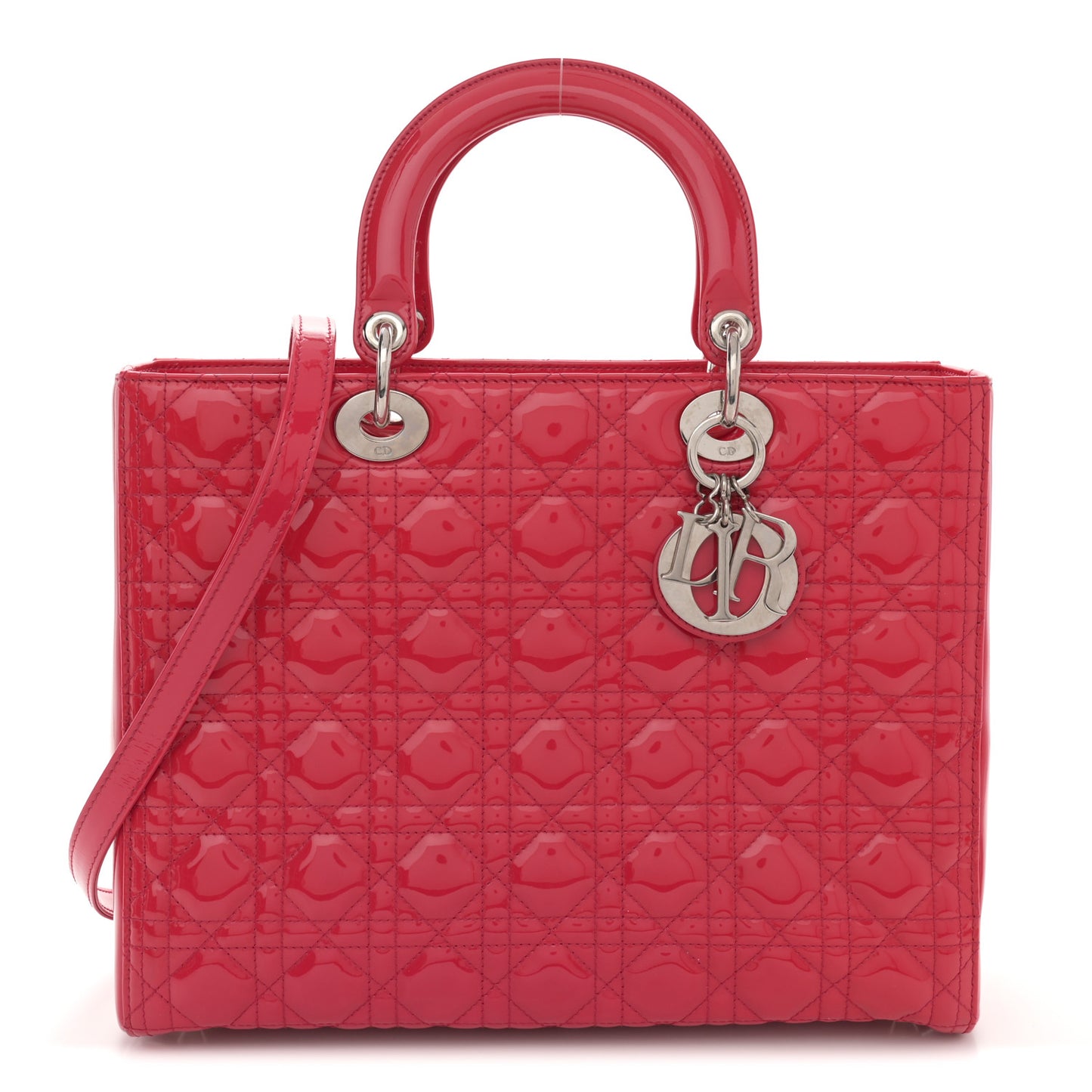 Patent Cannage Large Lady Dior Fuchsia