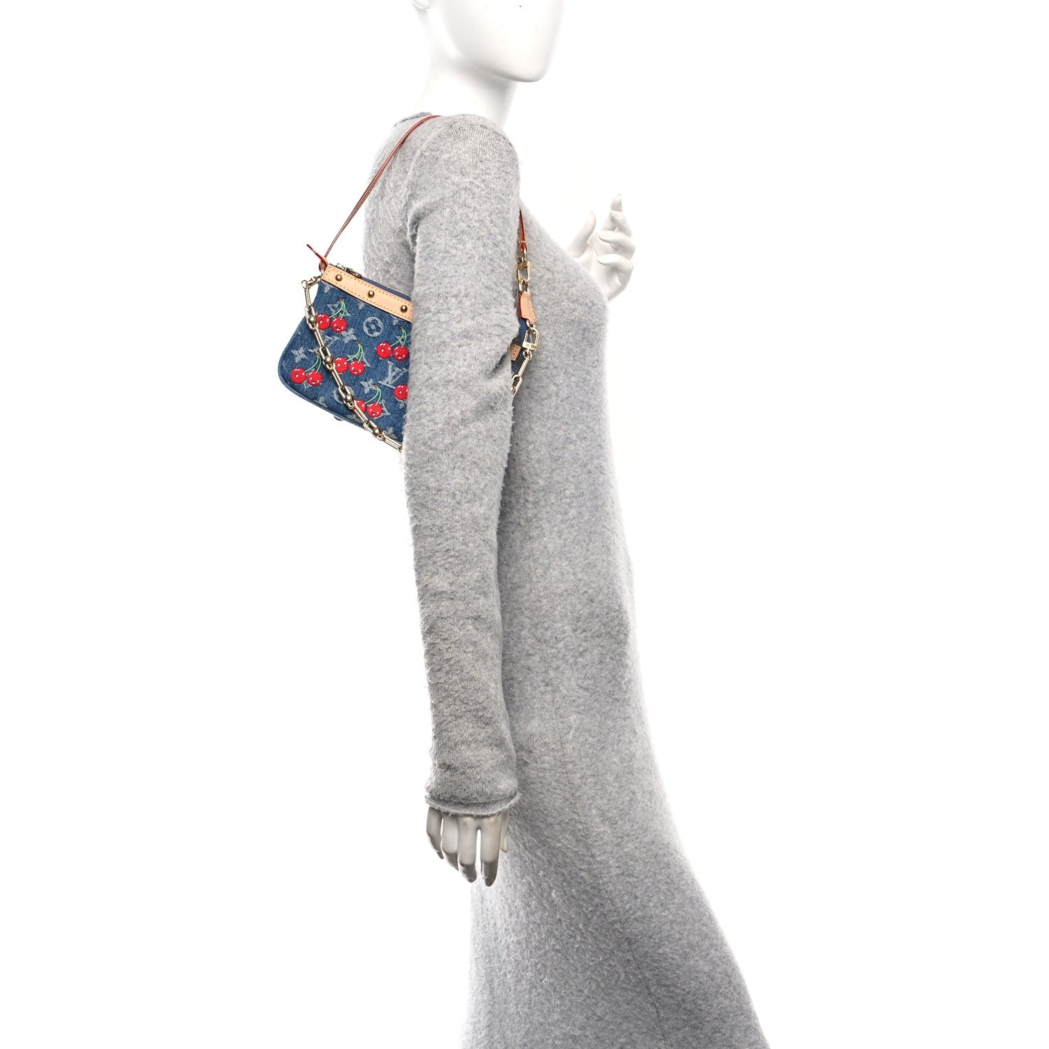 Louis Vuitton LV X TM Monogram Denim Cerises Pochette Accessories Blue 2 of 12