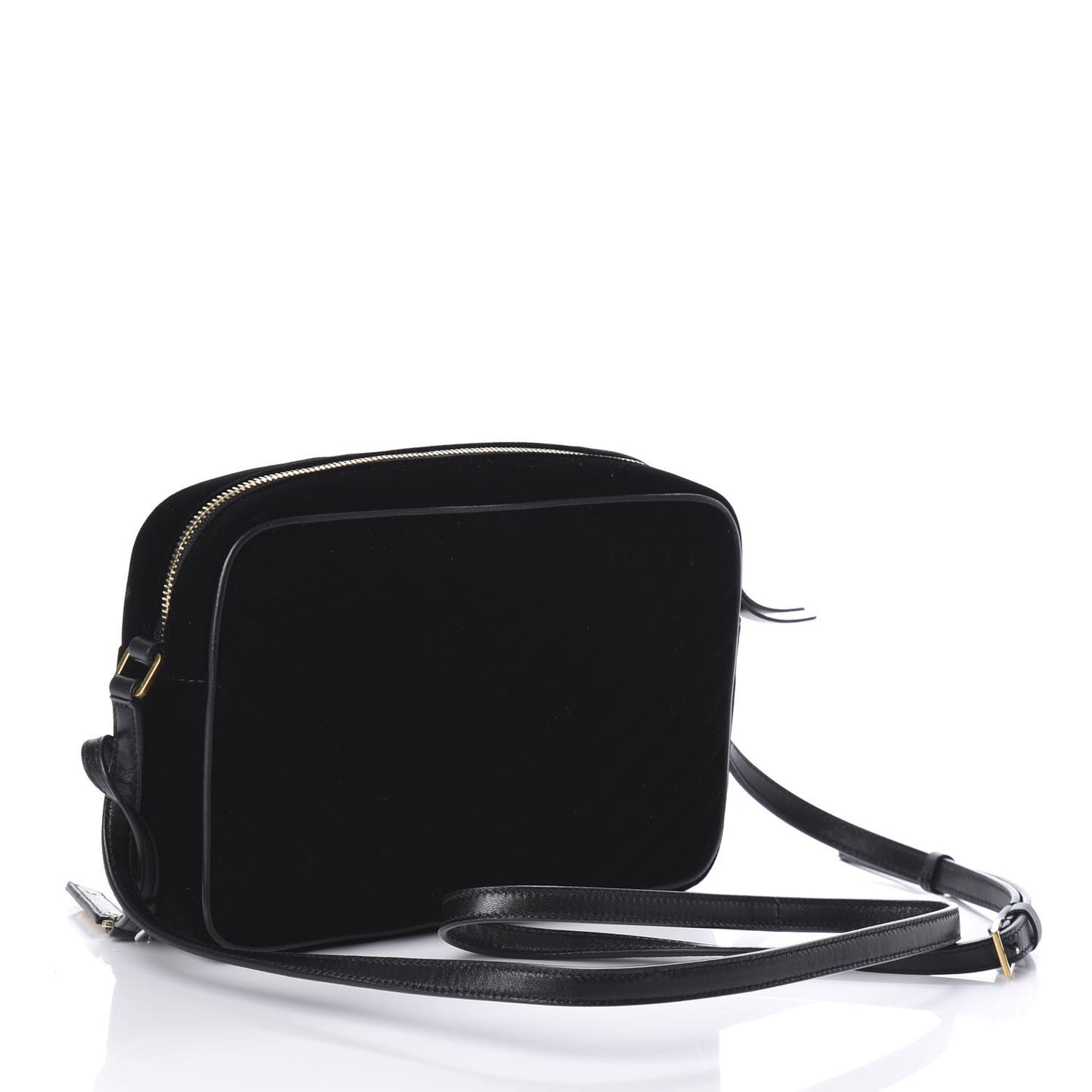 Velvet Matelasse Monogram Lou Camera Bag Black