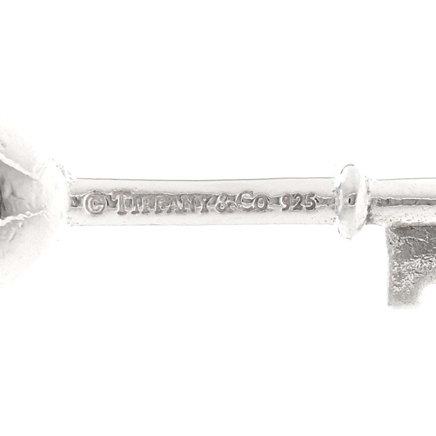 Tiffany Sterling Silver Diamond Heart Key Pendant Necklace 5 of 6