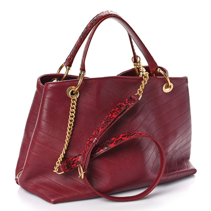 Chanel Calfskin Elaphe Stitched Large Chevron Chic Shopping Bag Red 3 of 11