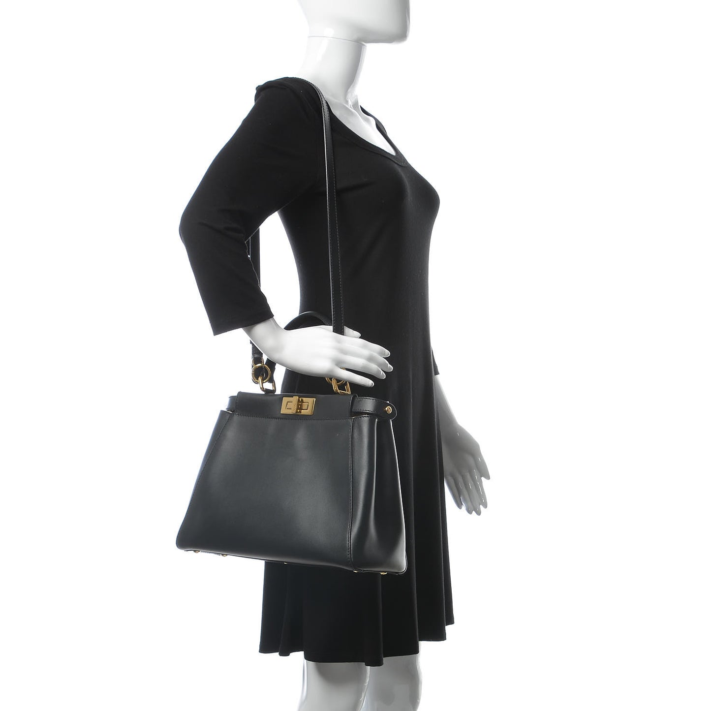 Vitello Morgan Shiny Nappa Medium Peekaboo Iconic Satchel Black Rosa Plaster