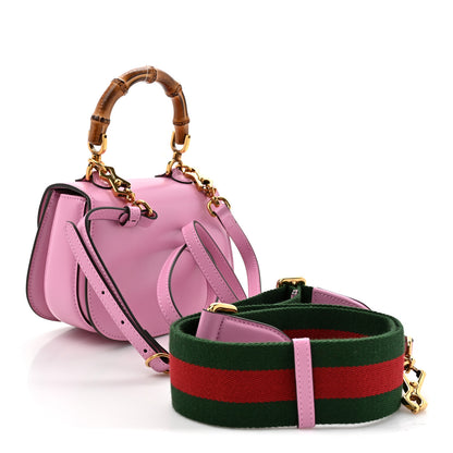 Gucci Boarded Dyana Lux Calfskin Web Mini Bamboo 1947 Top Handle Bag Nice Pink 3 of 10