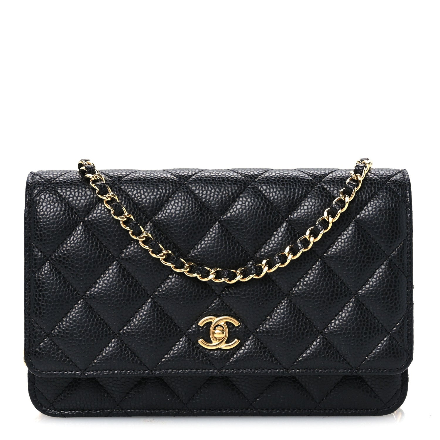 Chanel Caviar Quilted CC Turnlock Wallet On Chain WOC Black 1 of 11