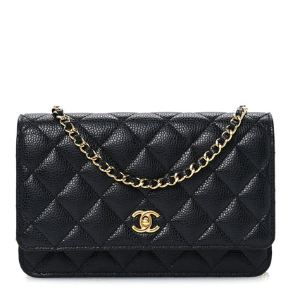 Chanel Caviar Quilted CC Turnlock Wallet On Chain WOC Black 1 of 11