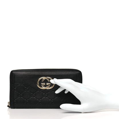 Gucci Guccissima Signature Sukey Zip Around Wallet Black 2 of 8